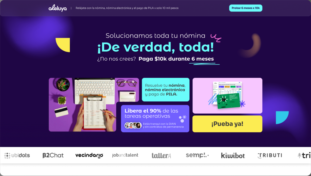 Aleluya: plataforma de nómina electrónica y pago de PILA