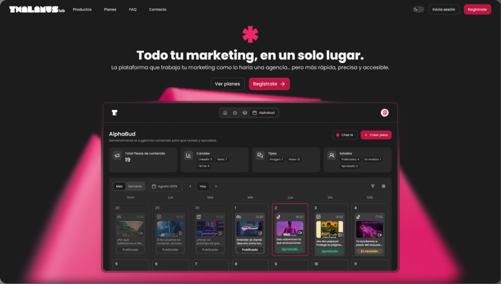 Thalamus: plataforma de marketing con calendario y campañas